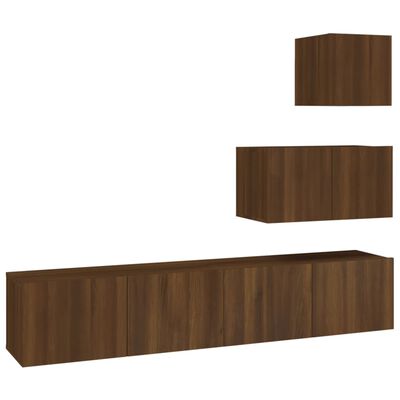 vidaXL Ensemble de meubles TV 4 pcs Chêne marron Bois d'ingénierie