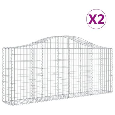 vidaXL Paniers à gabions arqués 2 pcs 200x30x80/100 cm Fer galvanisé