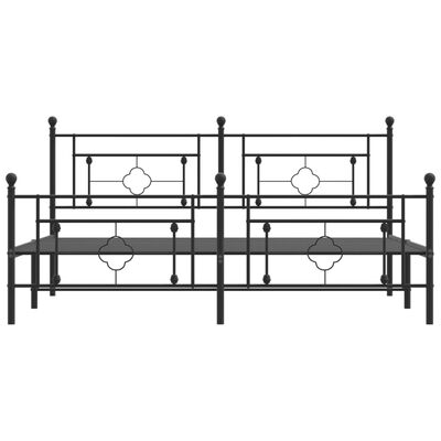 vidaXL Cadre de lit métal sans matelas avec pied de lit noir 180x200cm