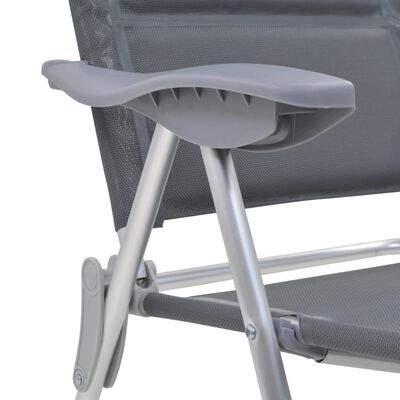 vidaXL Chaise de camping lot de 2 Gris 58x69x111 cm Aluminium