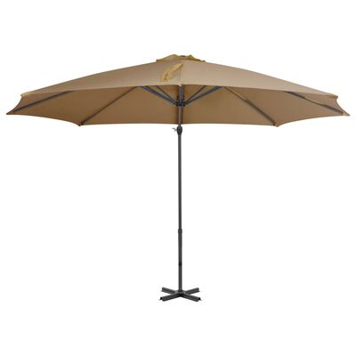 vidaXL Parasol de jardin en porte-à-faux et poteau en aluminium taupe