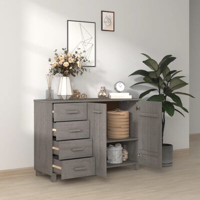 vidaXL Buffet HAMAR Gris clair 113x40x80 cm Bois massif de pin