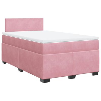 vidaXL Sommier à lattes de lit avec matelas Rose 120x200 cm Velours