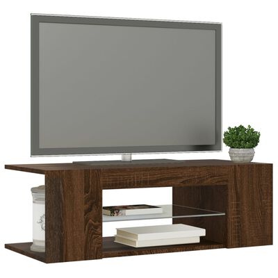 vidaXL Meuble TV avec lumières LED Chêne marron 90x39x30 cm