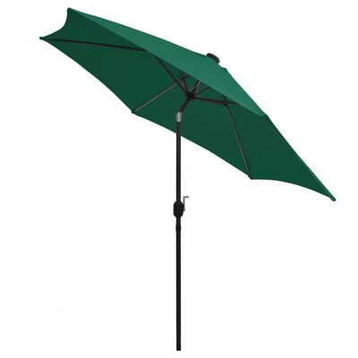 vidaXL Parasol de jardin avec lumières LED et mât en aluminium vert