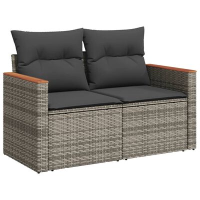 vidaXL Salon de jardin 8 pcs avec coussins gris résine tressée