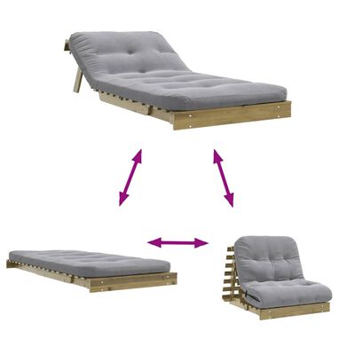 vidaXL Canapé-lit futon avec matelas 80x206x11 cm bois de pin imprégné