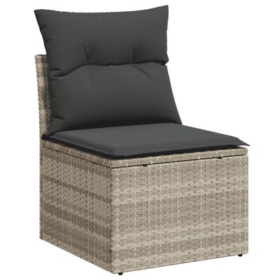 vidaXL Salon de jardin avec coussins 7 pcs gris clair résine tressée