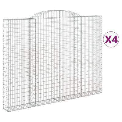 vidaXL Paniers à gabions arqués 4 pcs 300x30x220/240 cm fer galvanisé