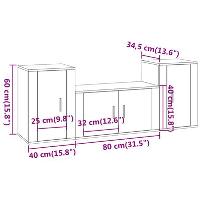 vidaXL Ensemble de meubles TV 3 pcs Chêne marron Bois d'ingénierie