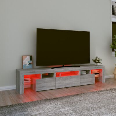 vidaXL Meuble TV avec lumières LED Sonoma gris 200x36,5x40 cm