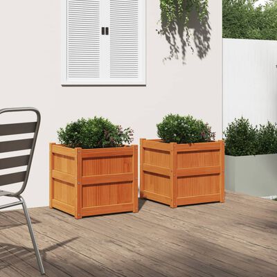 vidaXL Jardinières 2 pcs cire marron bois de pin massif