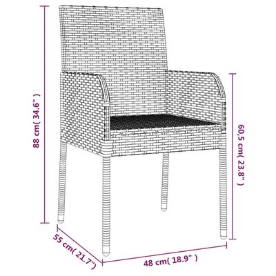 vidaXL Ensemble à manger de jardin coussins 7pcs Noir Résine tressée