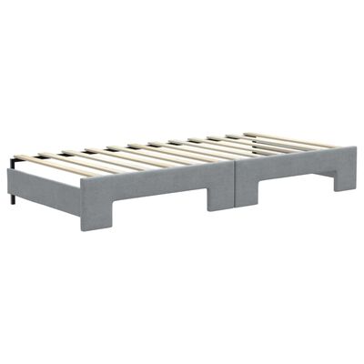 vidaXL Lit de jour avec gigogne et matelas gris clair 90x200 cm tissu