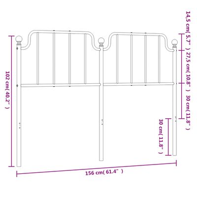 vidaXL Tête de lit métal blanc 150 cm