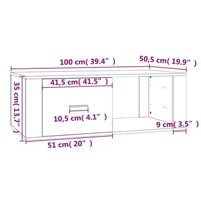 vidaXL Table basse Gris béton 100x50,5x35 cm Bois d'ingénierie