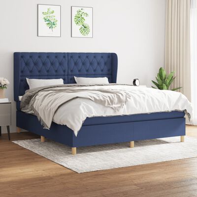 vidaXL Sommier à lattes de lit avec matelas Bleu 160x200 cm Tissu