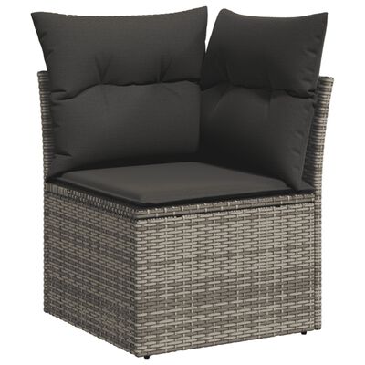 vidaXL Salon de jardin avec coussins 7 pcs gris résine tressée