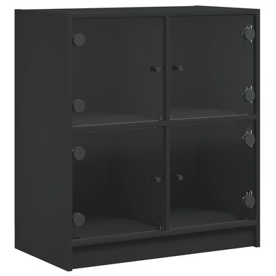 vidaXL Armoire latérale avec portes en verre noir 68x37x75,5 cm