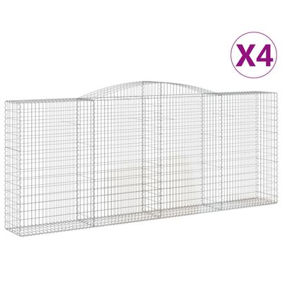 vidaXL Paniers à gabions arqués 4 pcs 400x50x160/180 cm fer galvanisé