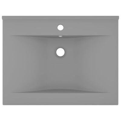 vidaXL Lavabo avec trou de robinet Gris clair mat 60x46 cm Céramique