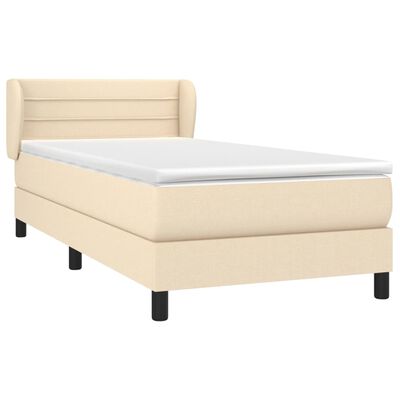 vidaXL Sommier à lattes de lit avec matelas Crème 100x200 cm Tissu