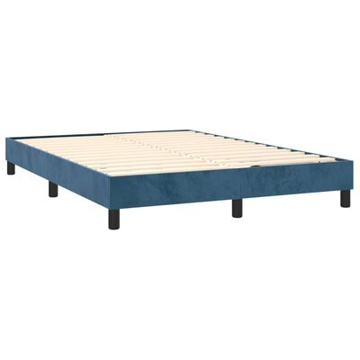 vidaXL Sommier à lattes de lit et matelas Bleu foncé 140x190cm Velours