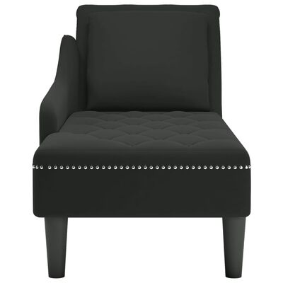 vidaXL Fauteuil long avec coussin et accoudoir droit noir velours