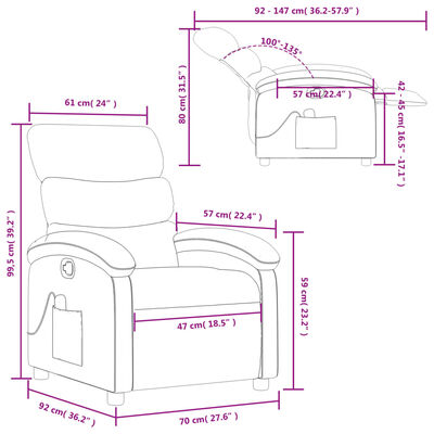 vidaXL Fauteuil de massage inclinable Cappuccino Similicuir