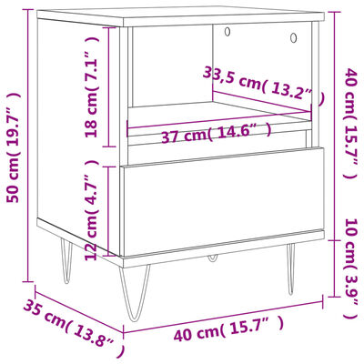 vidaXL Tables de chevet 2 pcs chêne sonoma 40x35x50 cm bois ingénierie