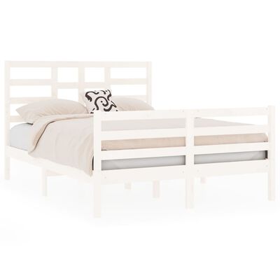 vidaXL Cadre de lit Blanc Bois massif 140x190 cm