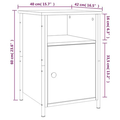 vidaXL Tables de chevet 2pcs chêne sonoma 40x42x60cm bois d'ingénierie