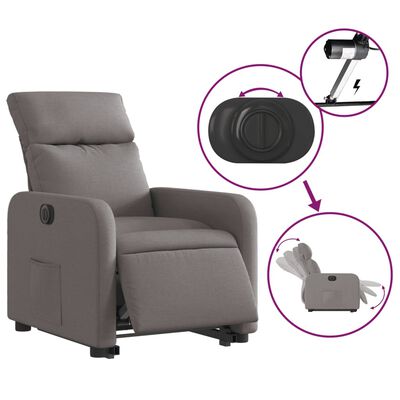 vidaXL Fauteuil inclinable électrique taupe tissu