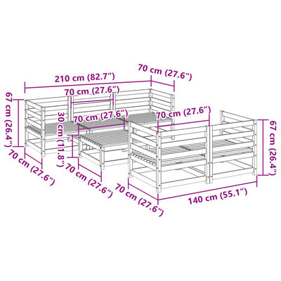 vidaXL Salon de jardin 6 pcs bois de pin imprégné