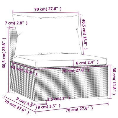 vidaXL Salon de jardin 11 pcs avec coussins Noir Résine tressée