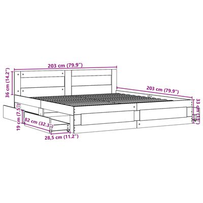 vidaXL Cadre de lit avec tête de lit chêne sonoma 200x200 cm