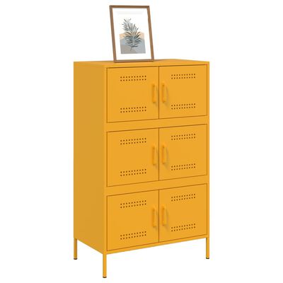 vidaXL Buffet haut jaune moutarde 68x39x113 cm acier