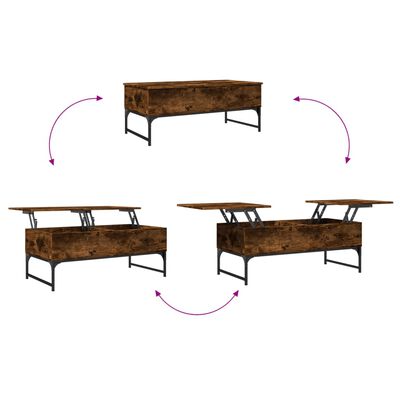 vidaXL Table basse chêne fumé 100x50x40 cm bois d'ingénierie et métal