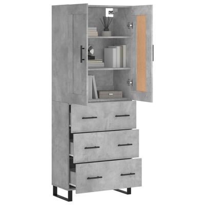 vidaXL Buffet haut Gris béton 69,5x34x180 cm Bois d'ingénierie