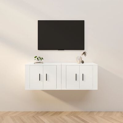 vidaXL Meubles TV muraux 2 pcs blanc 57x34,5x40 cm