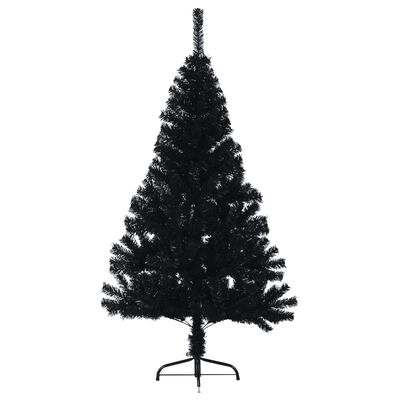 vidaXL Demi sapin de Noël artificiel avec support Noir 150 cm PVC