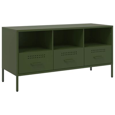 vidaXL Meuble TV vert olive 100,5x39x50,5 cm acier