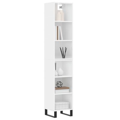 vidaXL Buffet haut Blanc brillant 34,5x32,5x180 cm Bois d'ingénierie