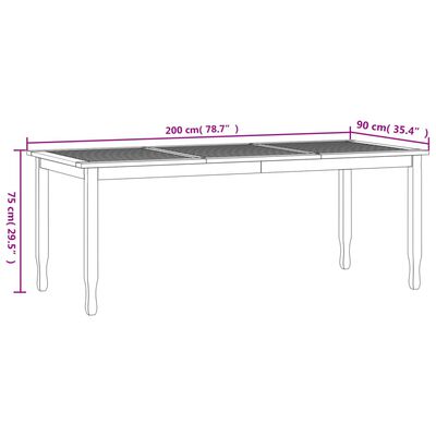 vidaXL Table à dîner de jardin 200x90x75 cm bois massif de teck