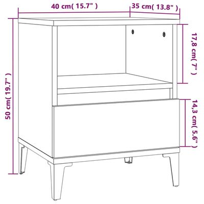 vidaXL Tables de chevet 2 pcs Blanc brillant 40x35x50 cm