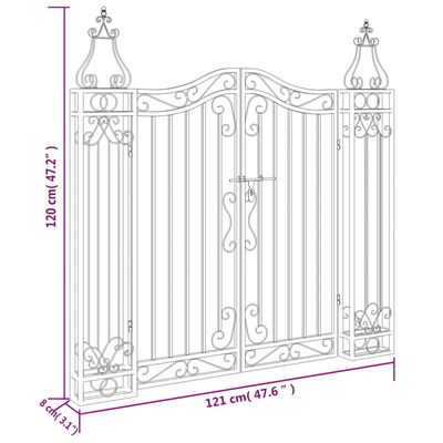 vidaXL Portail de jardin noir 121x8x120 cm fer forgé