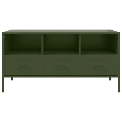 vidaXL Meuble TV vert olive 100,5x39x50,5 cm acier