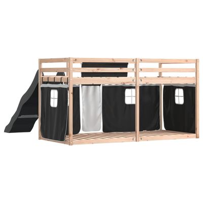 vidaXL Lit superposé sans matelas avec toboggan blanc noir 80x200 cm