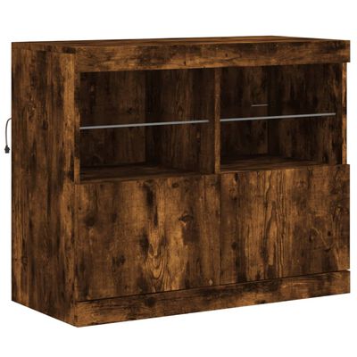 vidaXL Buffet avec lumières LED chêne fumé 283x37x67 cm