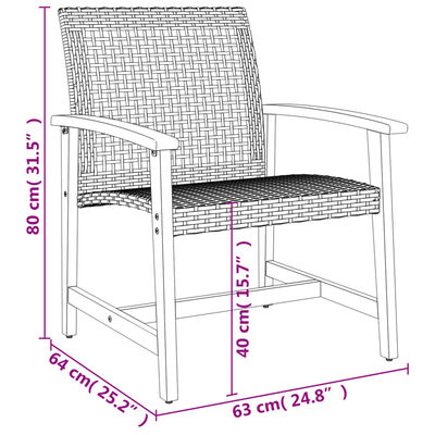 vidaXL Chaises de jardin lot de 2 beige résine tressée bois d’acacia